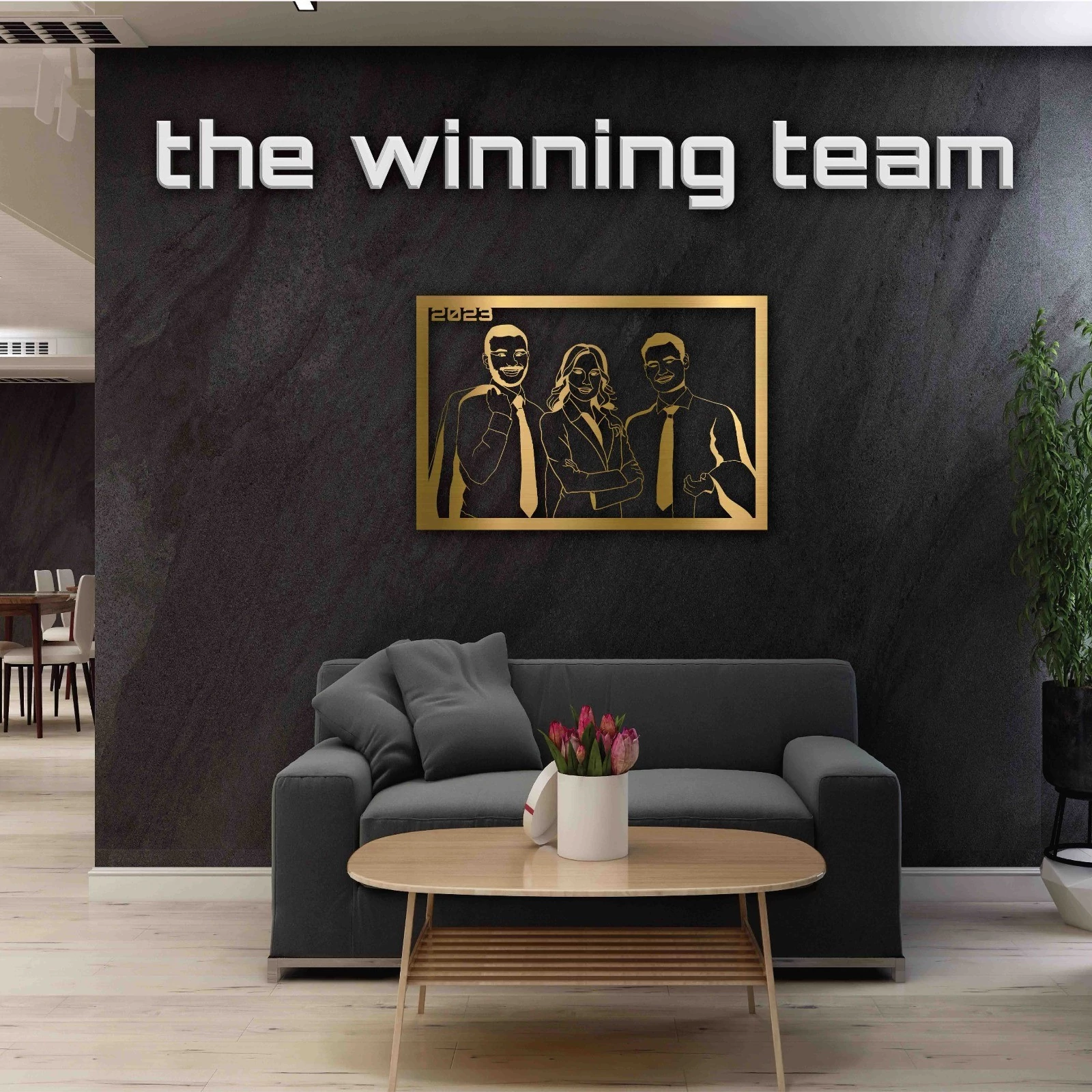 פרוטרט מתכת שלוש דמויות