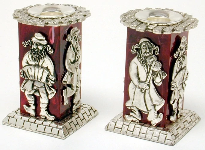 פמוטים לנרות כלייזמרים מצופים כסף סטרלינג 925