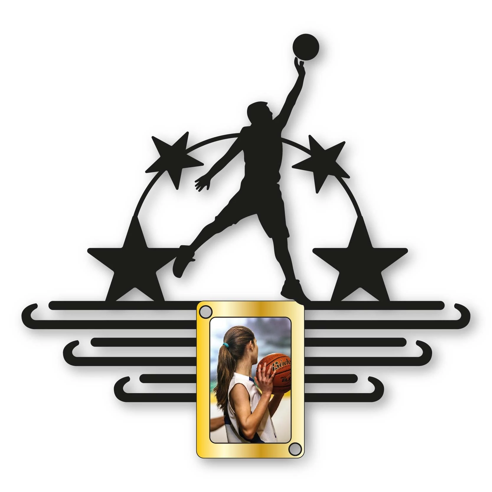 מתלה מדליות כדורסל עם תמונה