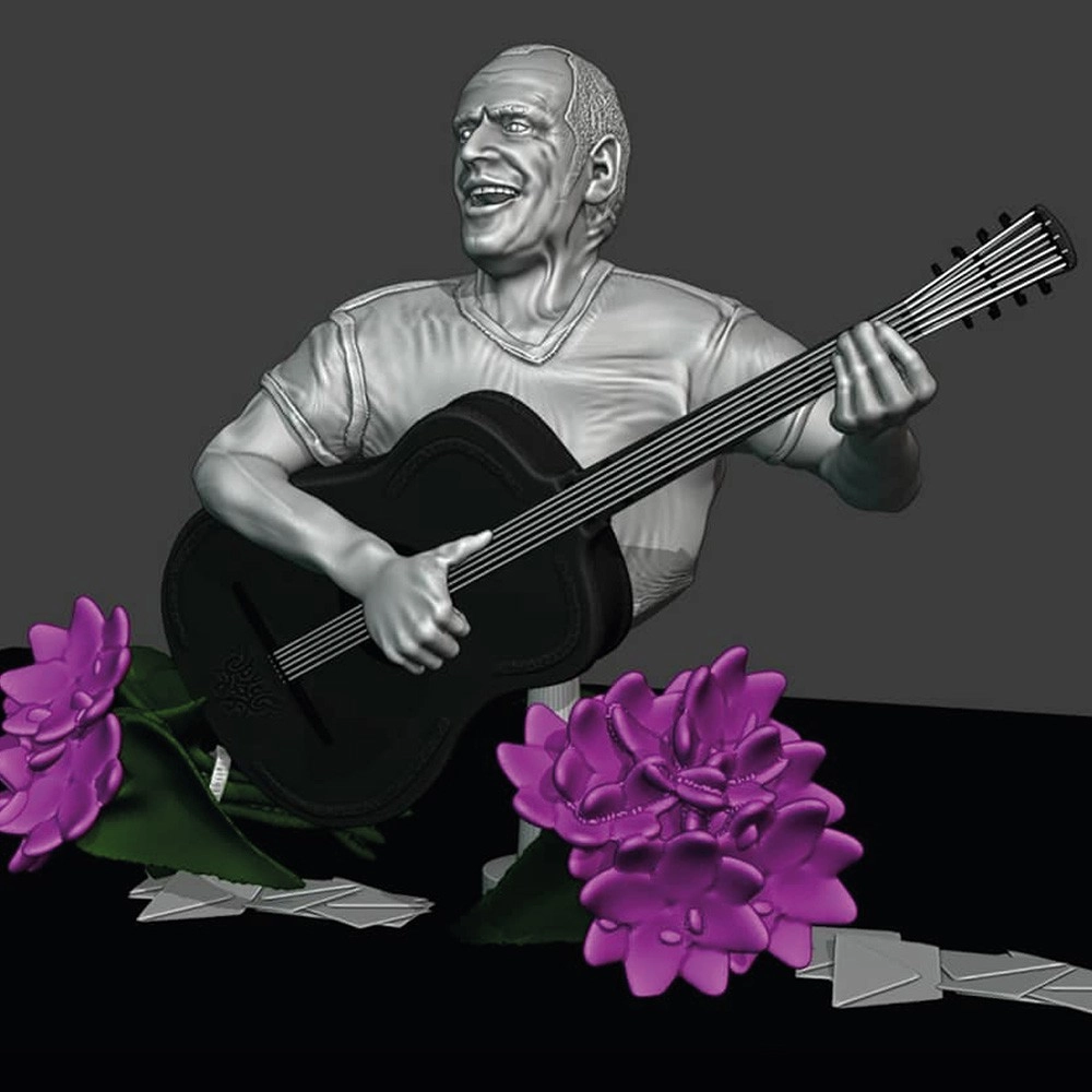 פסל תלת מימד צבעוני עם מחוות ותנועה