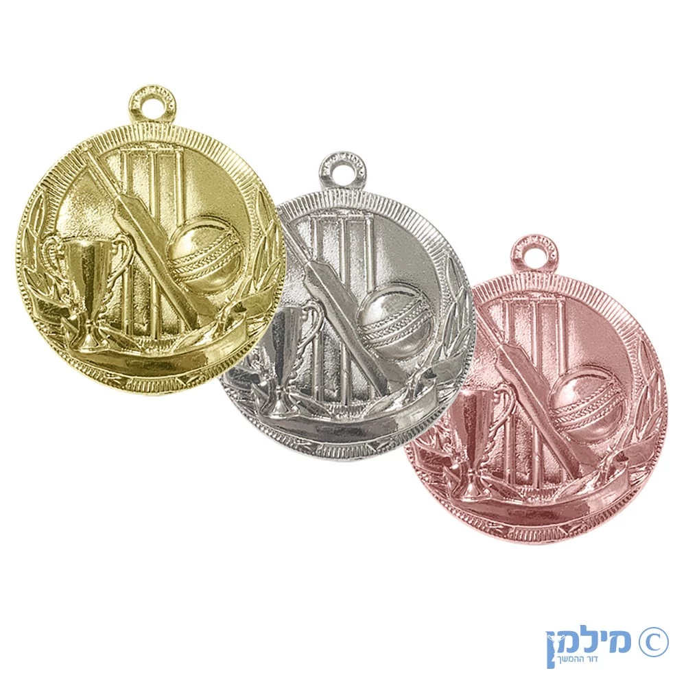 מדליה "קריקט" מוטבעת תלת מימד בקוטר 5 ס"מ