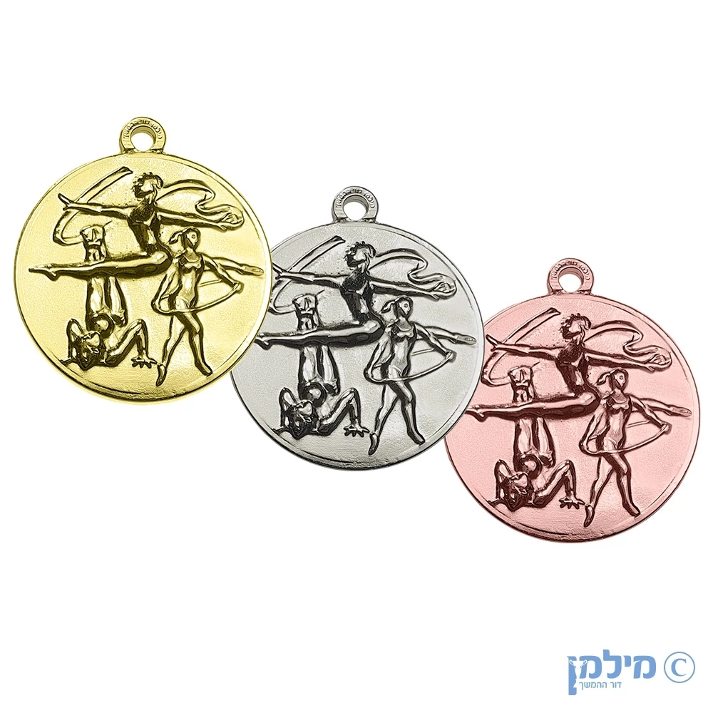 מדלית התעמלות אומנותית עם מתעמלות עם סרט